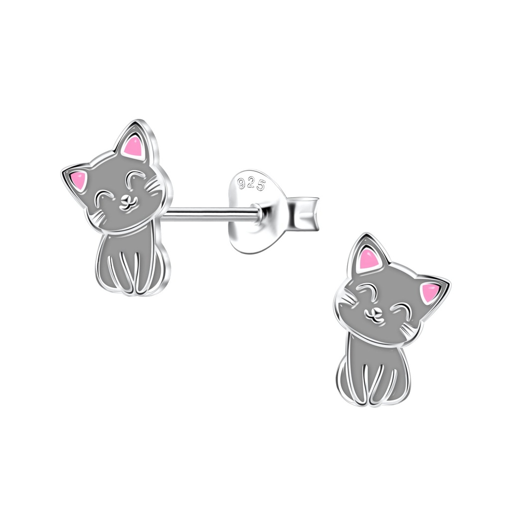 Puces d'oreilles chat en argent