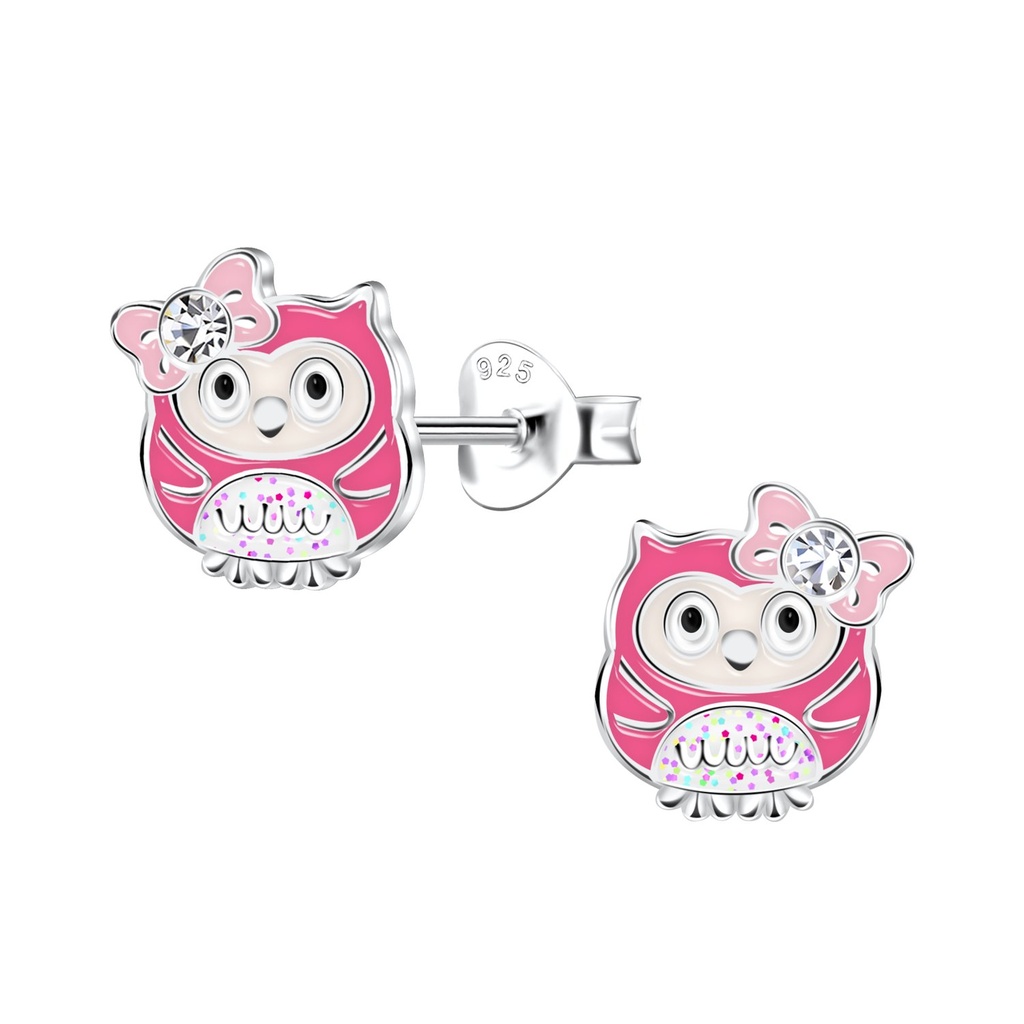 Puces d'oreilles hibou en argent