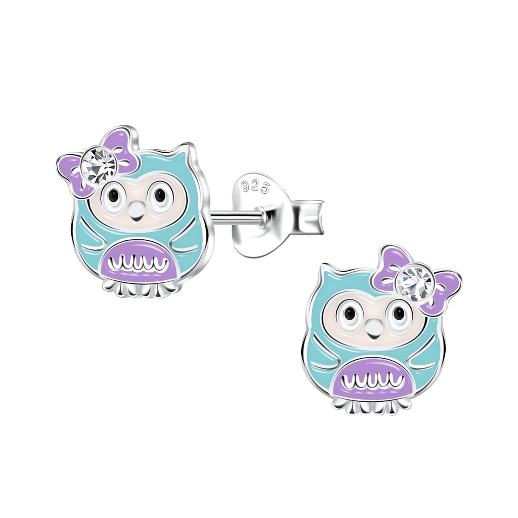 Puces d'oreilles hibou en argent