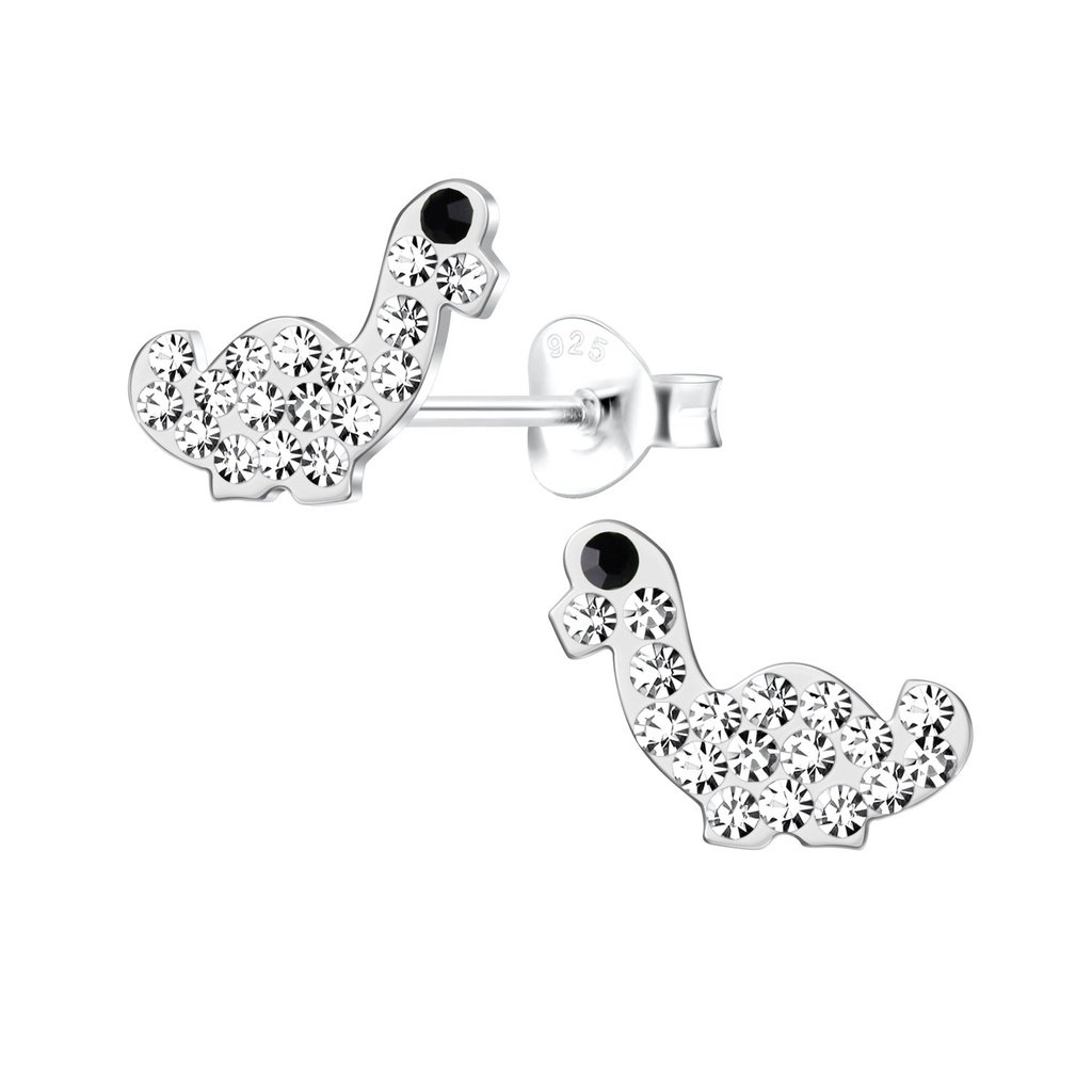 Silver Dinosaur Stud Earrings