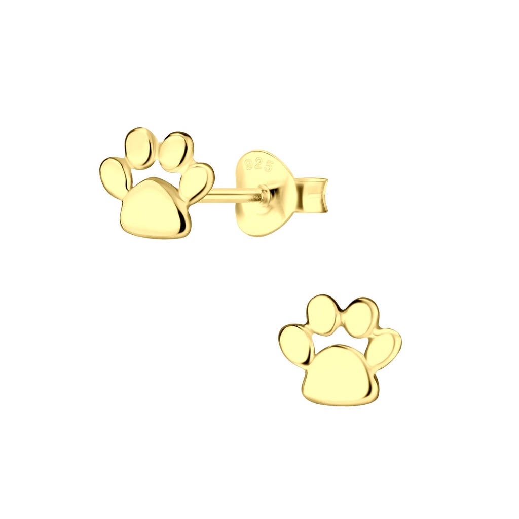 Silver Paw Print Stud Earrings