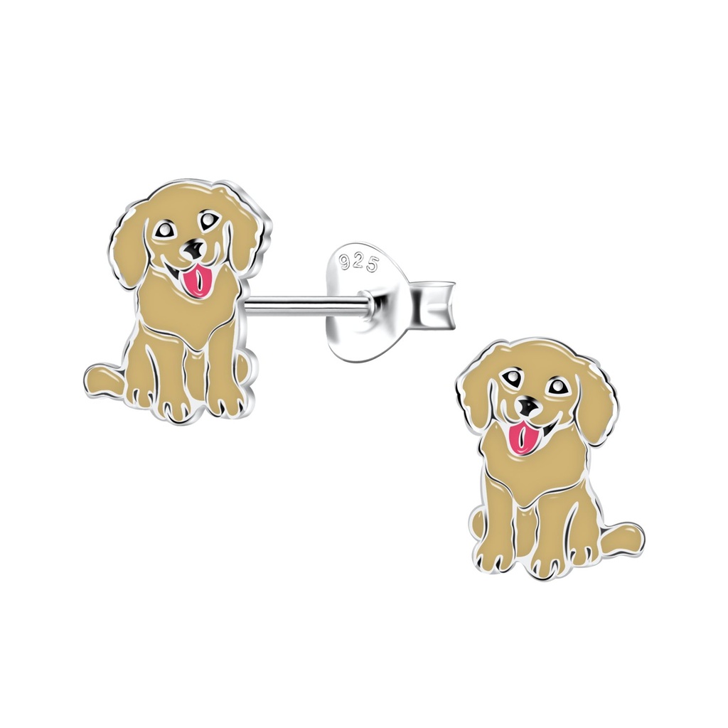 Puces d'oreilles chien golden retriever en argent
