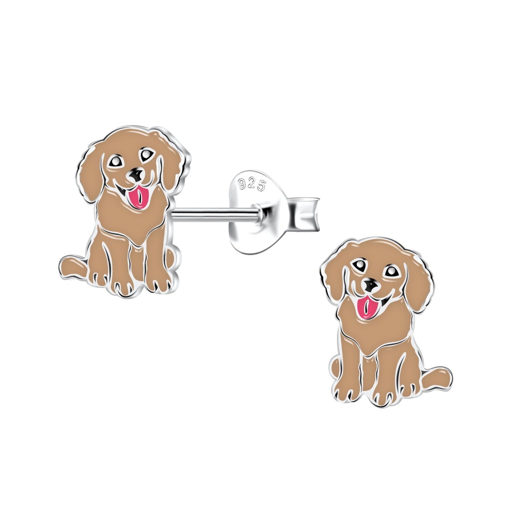 Puces d'oreilles chien golden retriever en argent