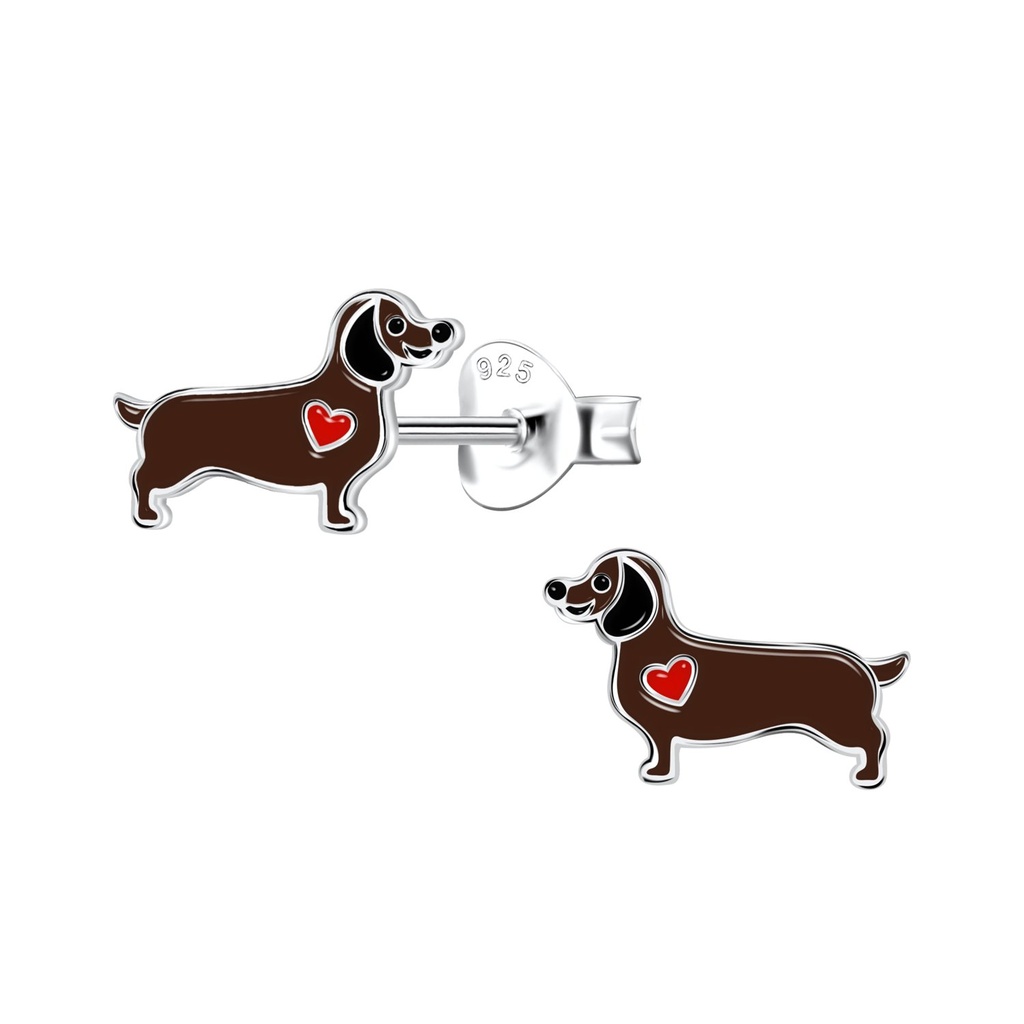 Puces d'oreilles teckel en argent