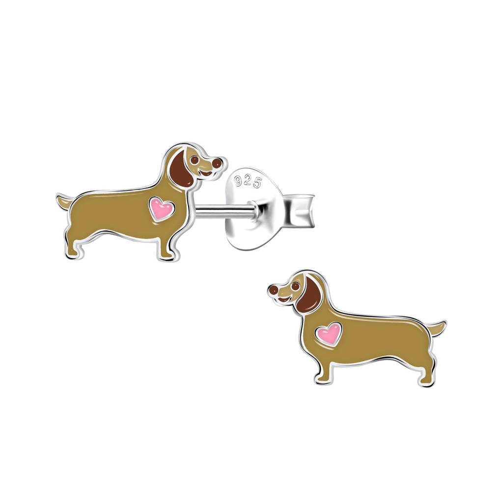 Puces d'oreilles teckel en argent