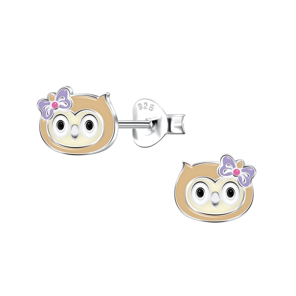 Silver Owl Stud Earrings