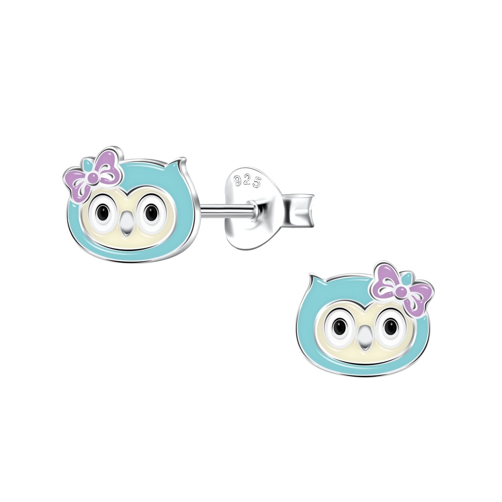 Puces d'oreilles hibou en argent