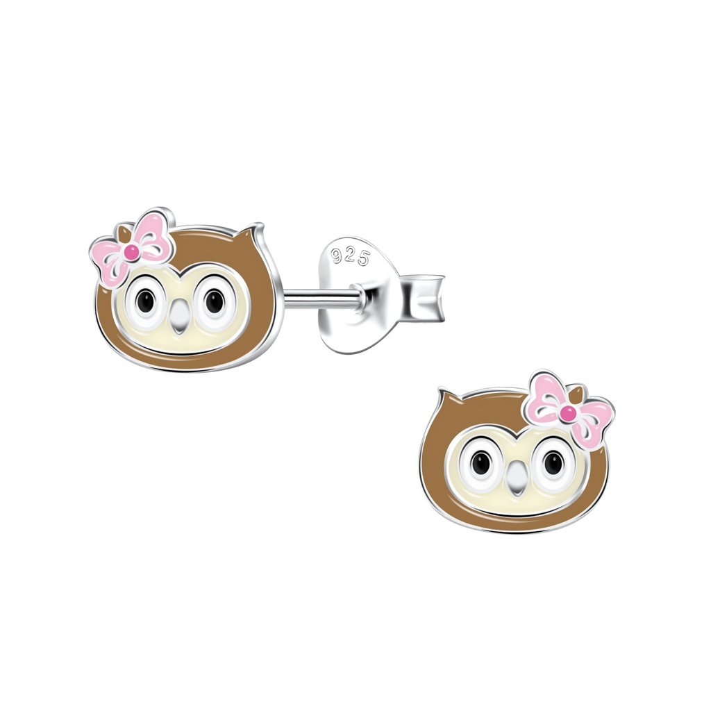 Puces d'oreilles hibou en argent