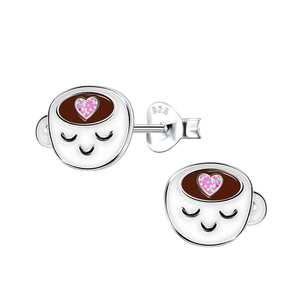Puces d'oreilles tasse en argent