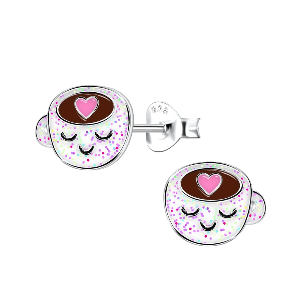 Puces d'oreilles tasse en argent