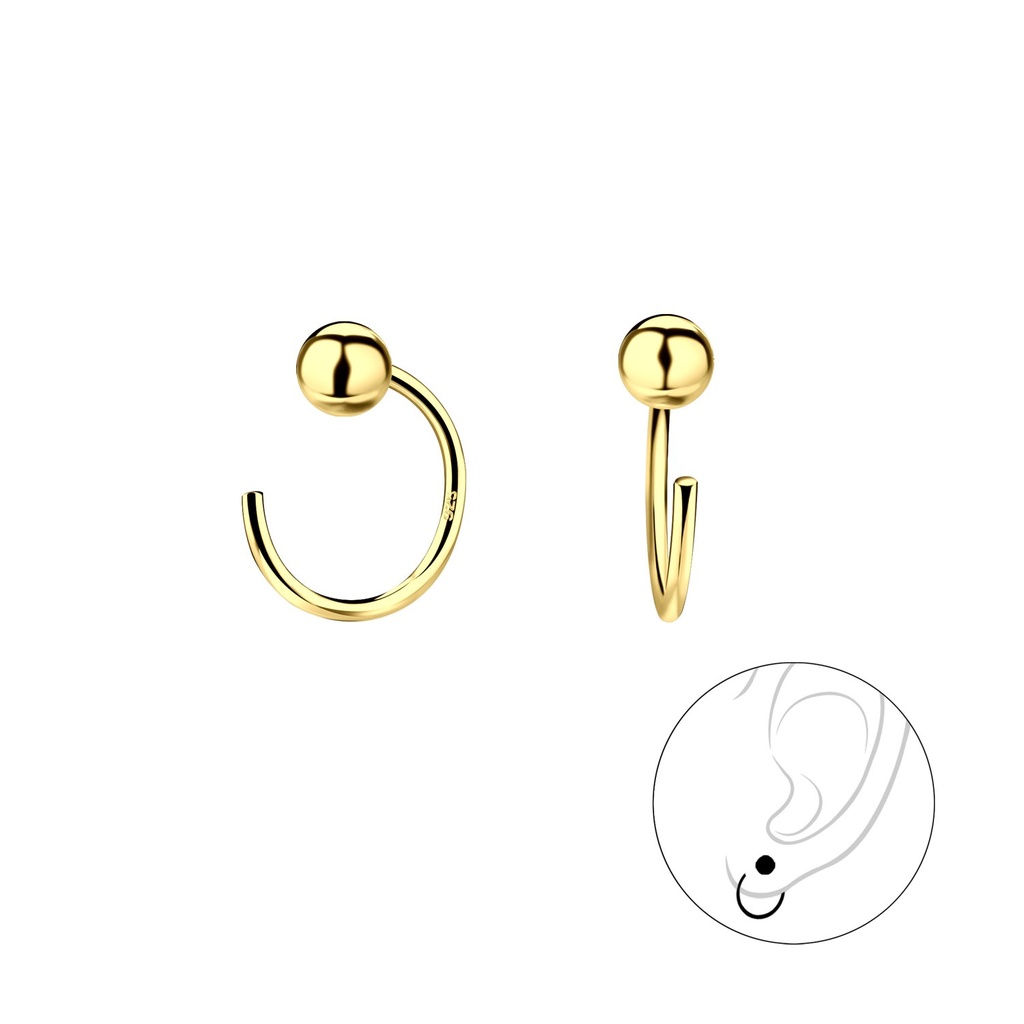 [10034084] 3mm Silver Ball Ear Huggers