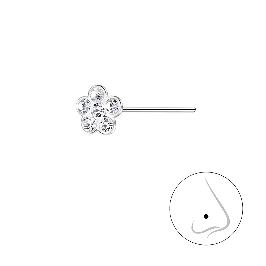 Clou de nez fleur en argent