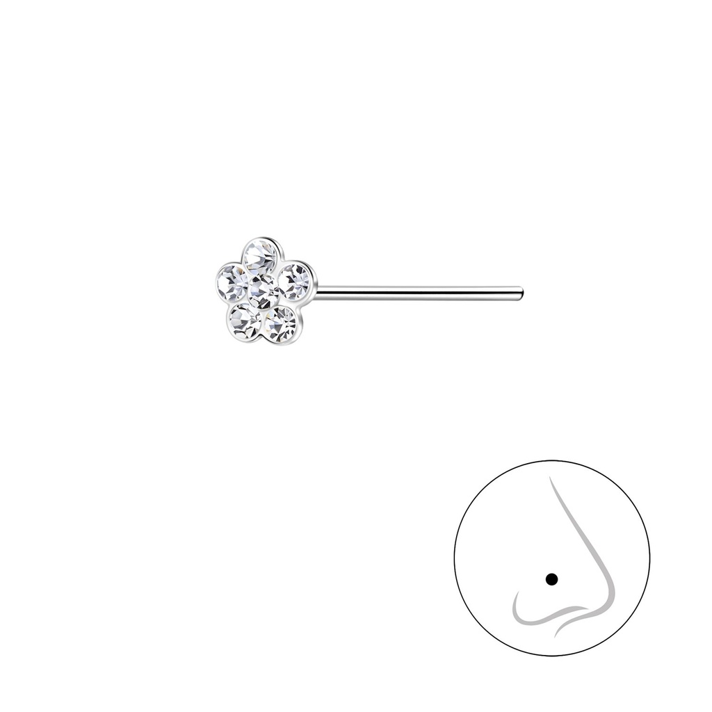 Clou de nez fleur en argent