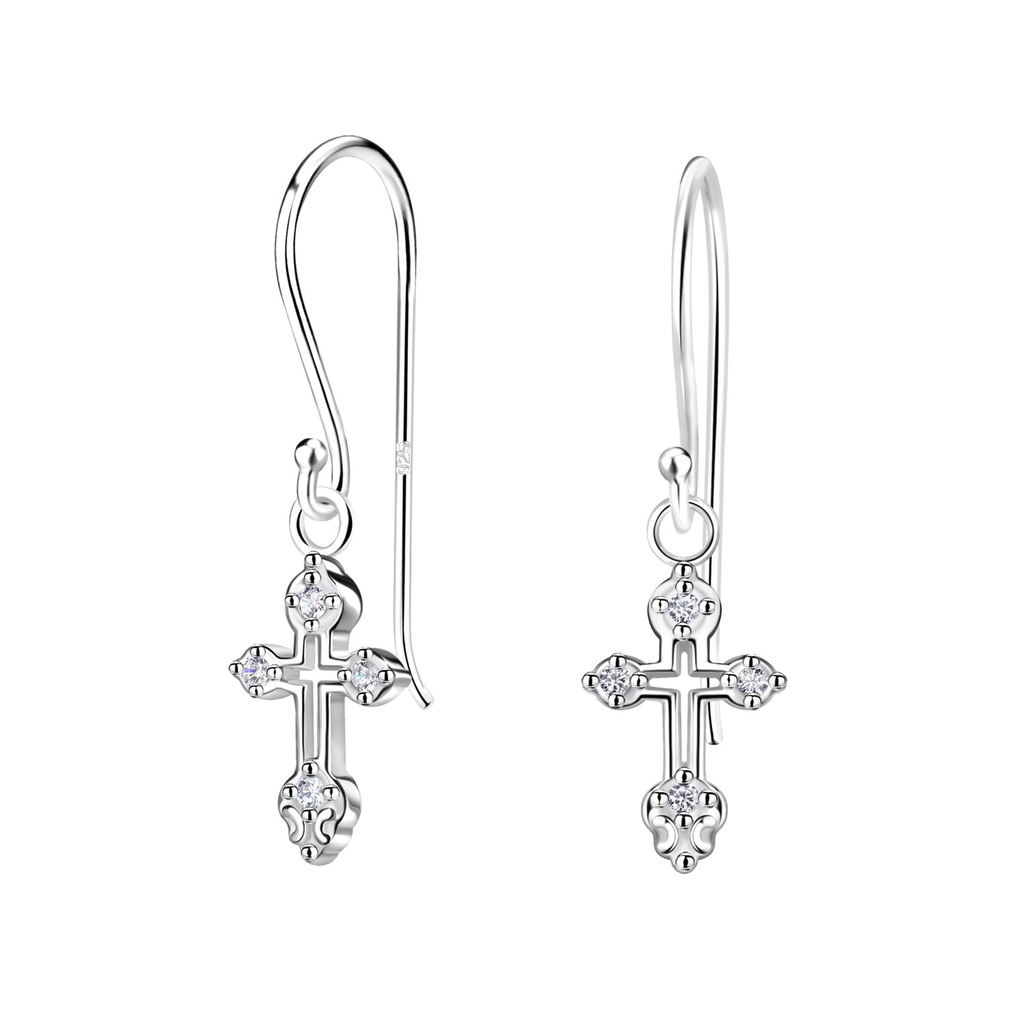 [10033903] Silver Cross Earrings
