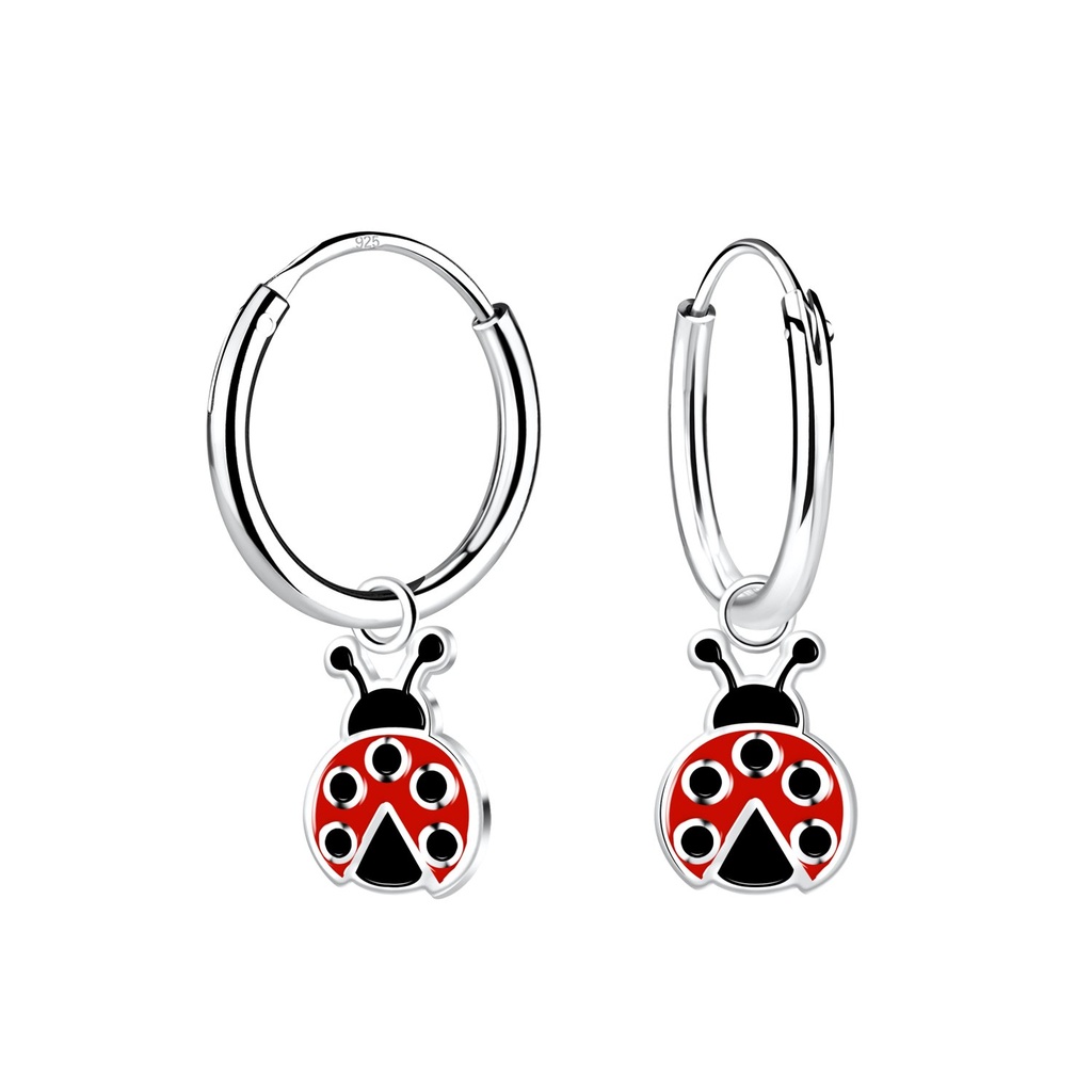 Créoles breloque coccinelle en argent