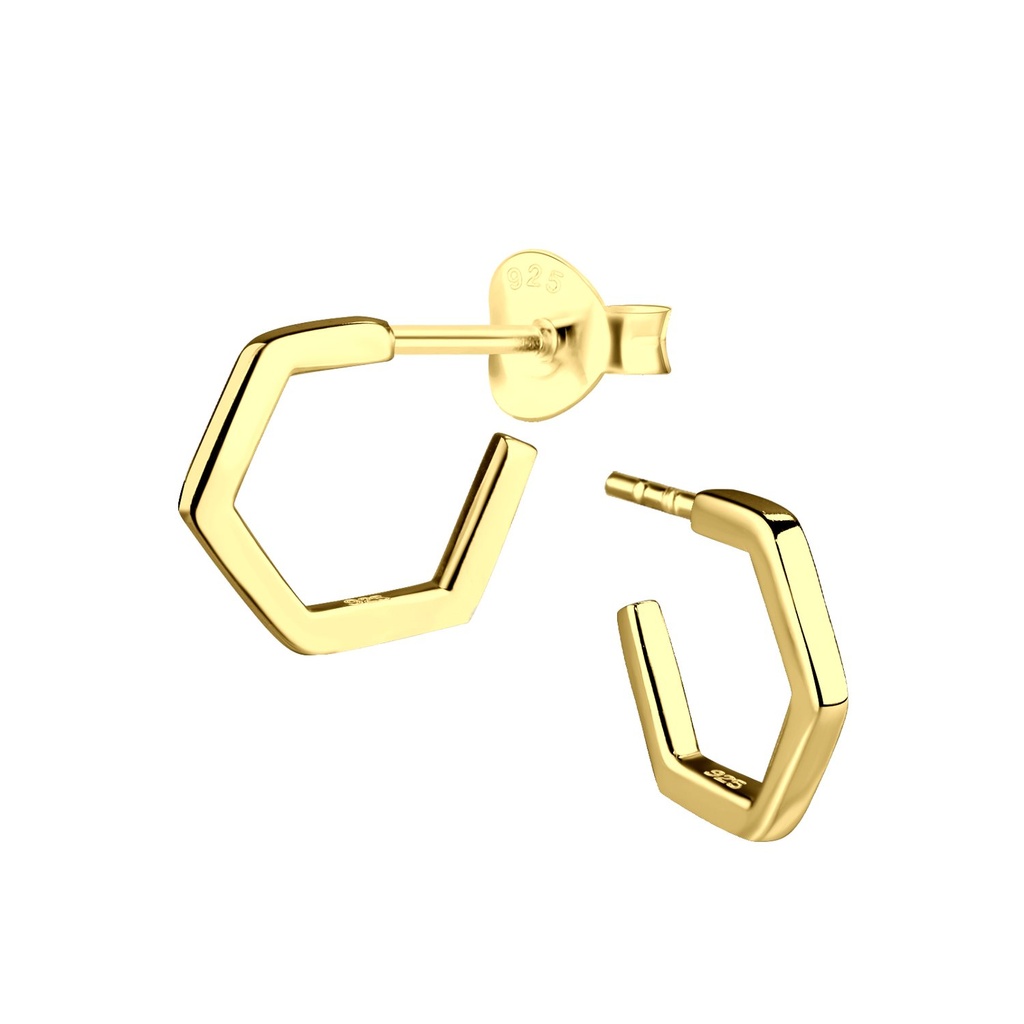 [10031278] Silver Half Hoop Stud Earrings