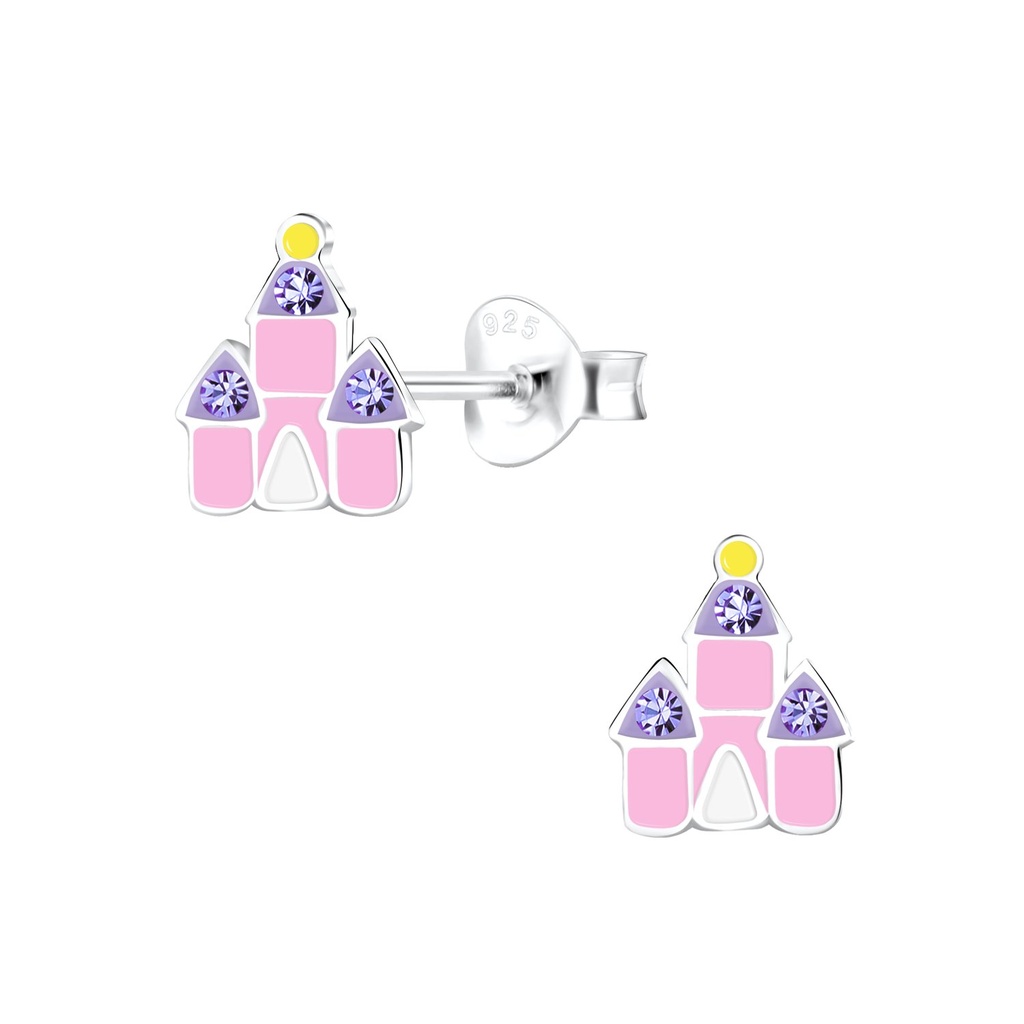 Silver Castle Stud Earrings