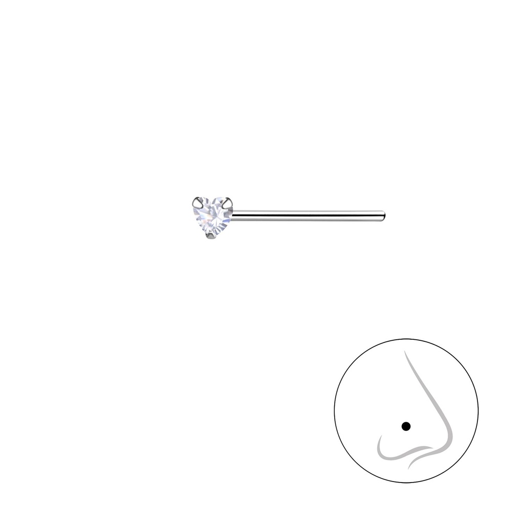 Clou de nez cœur en argent