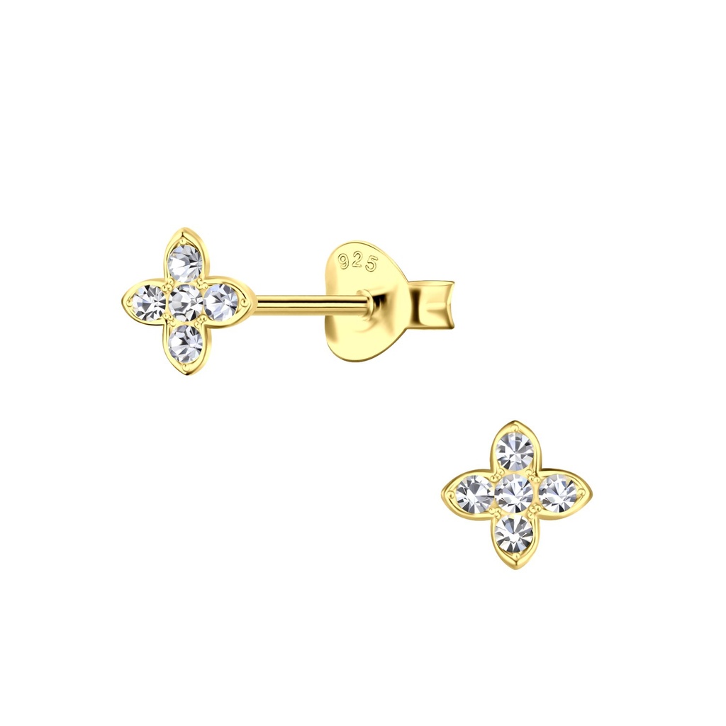 Puces d'oreilles fleur en argent