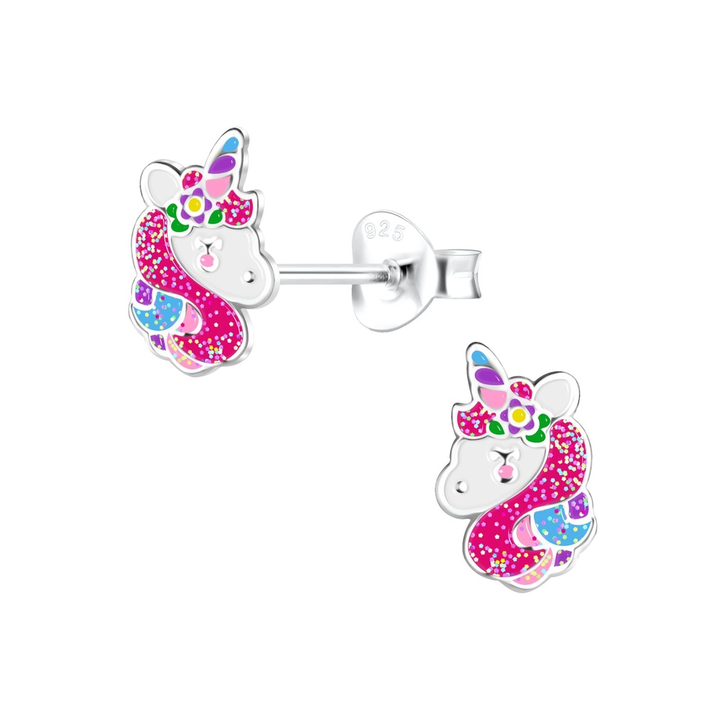 [10020112] Silver Unicorn Stud Earrings