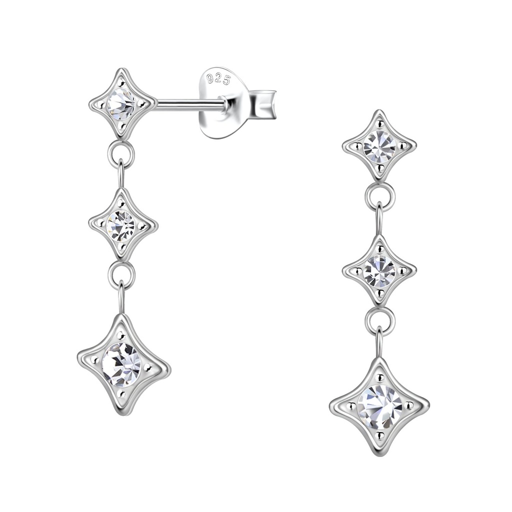 Silver Stars Stud Earrings