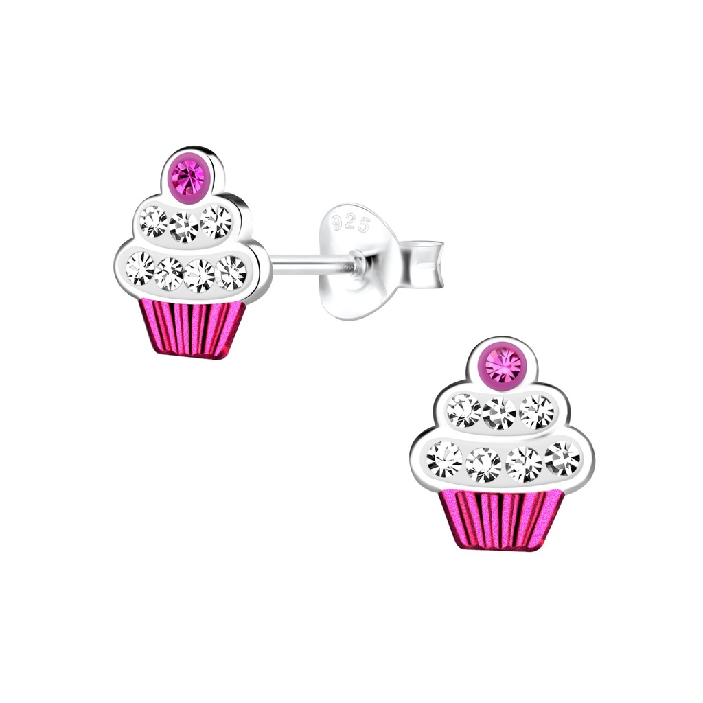 Puces d'oreilles cupcake en argent
