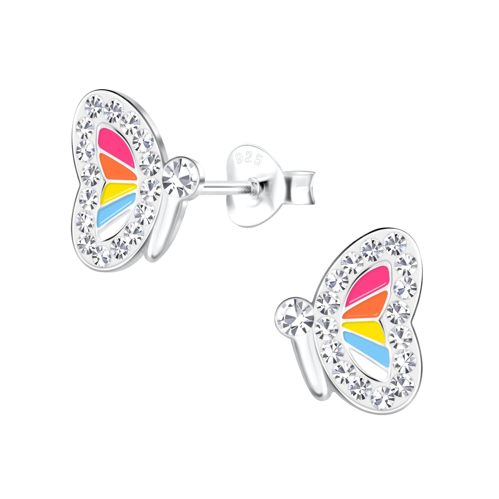 Puces d'oreilles papillon en argent