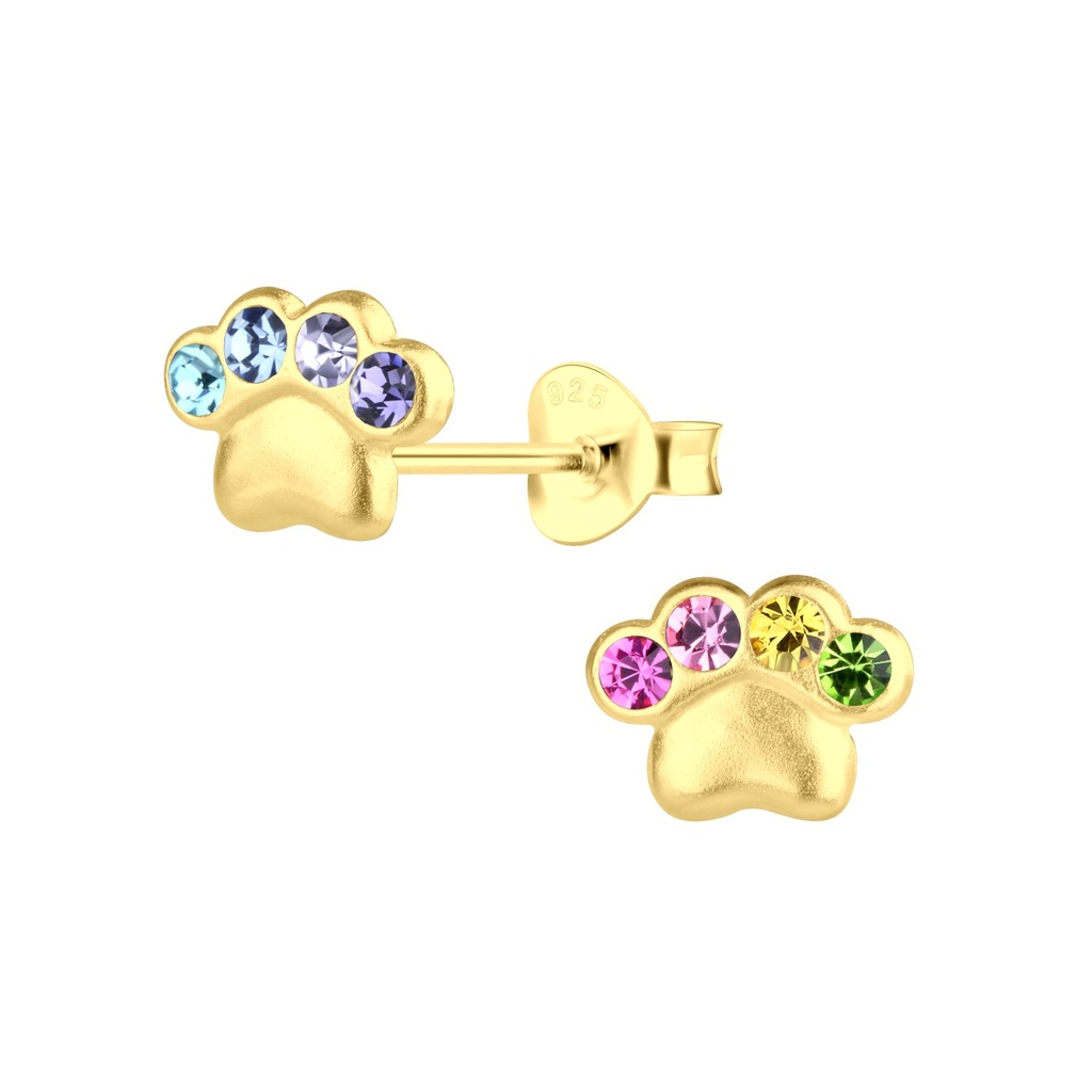 Puces d'oreilles empreinte de patte en argent