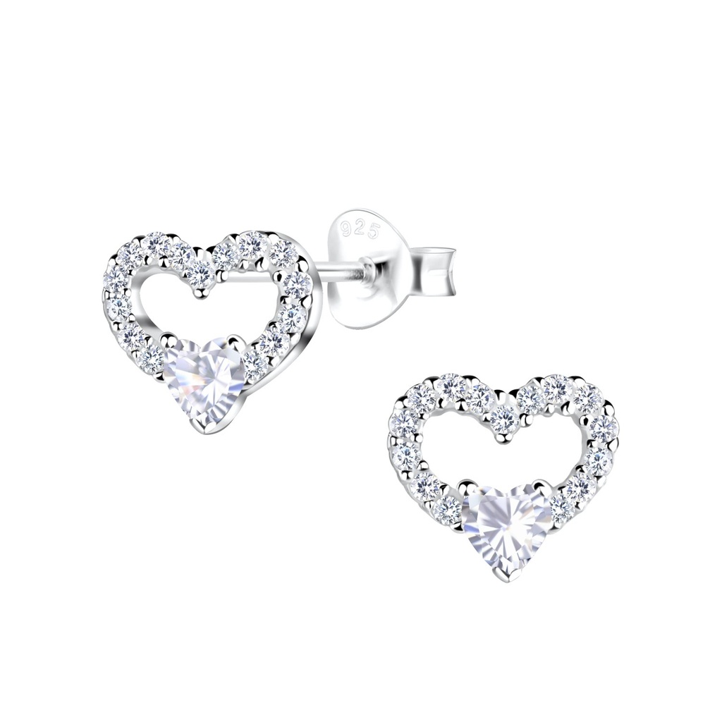 [10032371] Puces d'oreilles cœur en argent