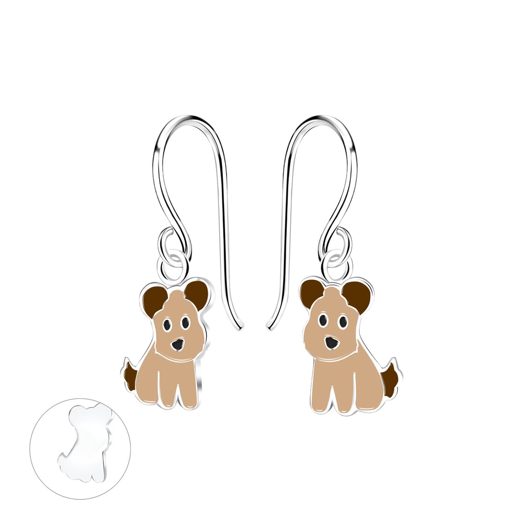 [10015863] Silver Dog Earrings