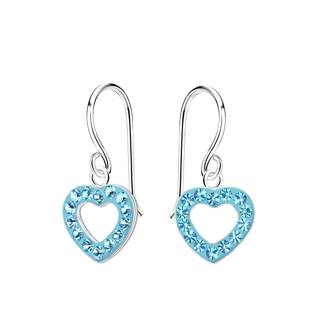 [10032912] Boucles d'oreilles cœur en argent (Aqua Bohemica)