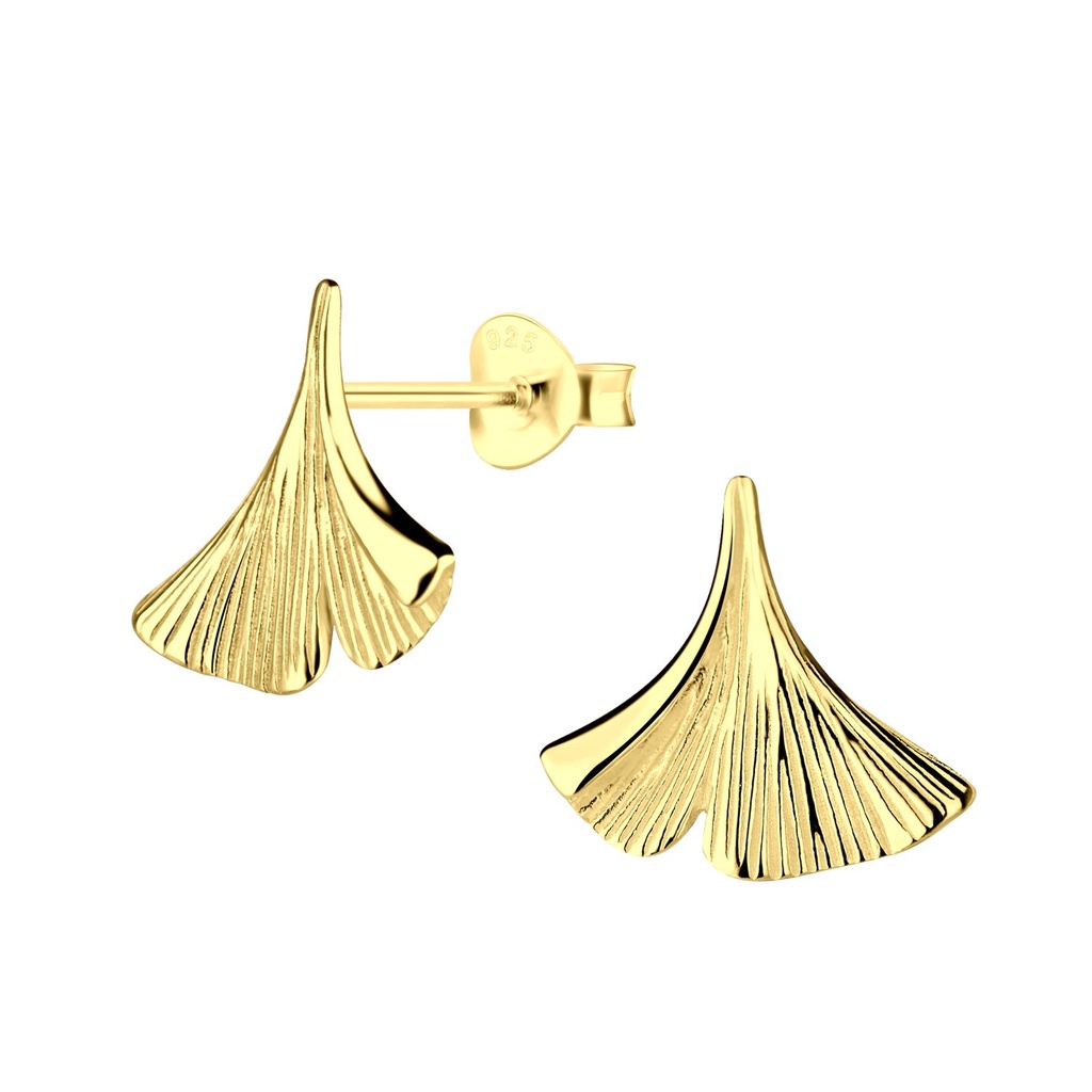 Puces d'oreilles feuille ginkgo en argent
