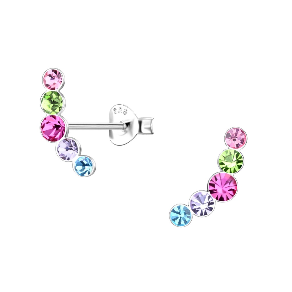 Puces d'oreilles courbées en argent cristal