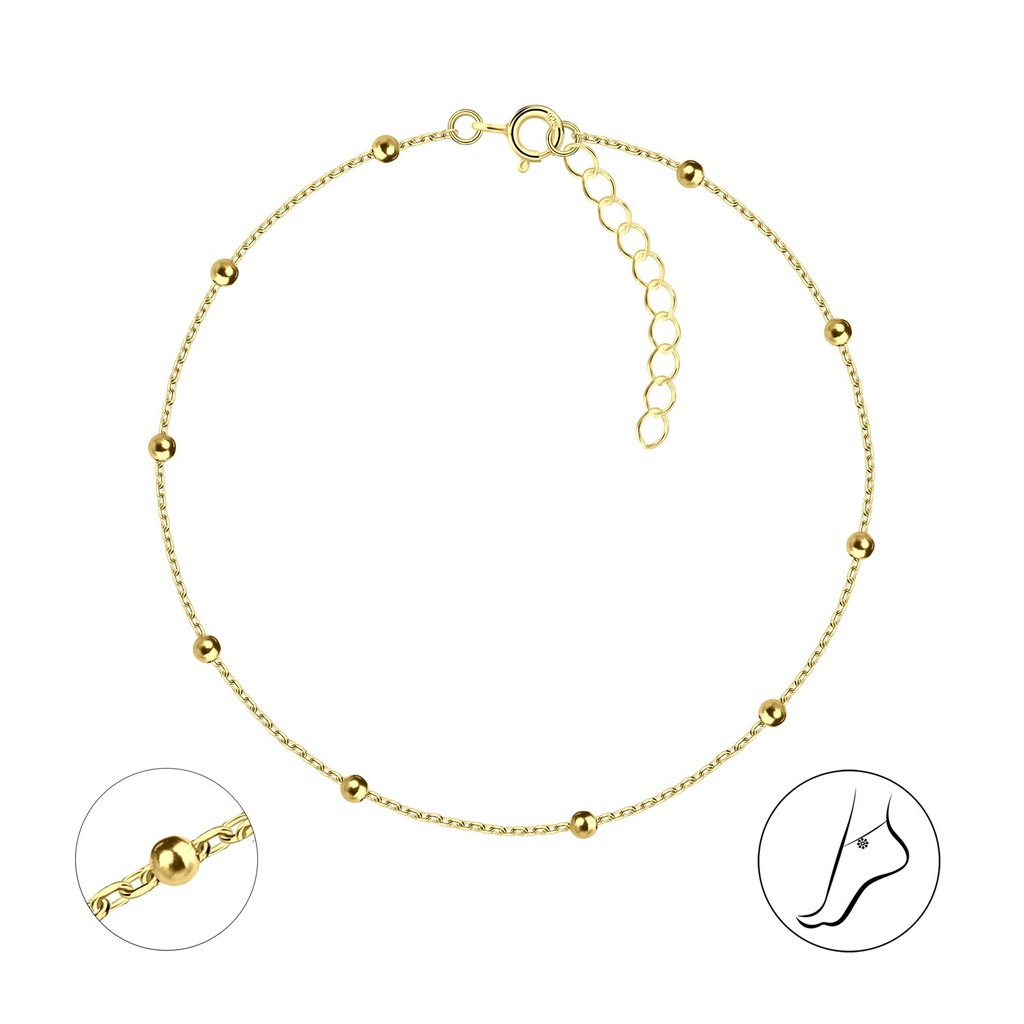 [10032694] Chaîne de cheville satellite en argent 25 cm avec rallonge