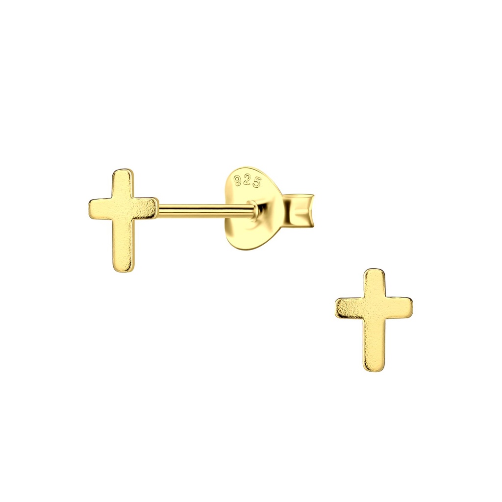 Puces d'oreilles croix en argent