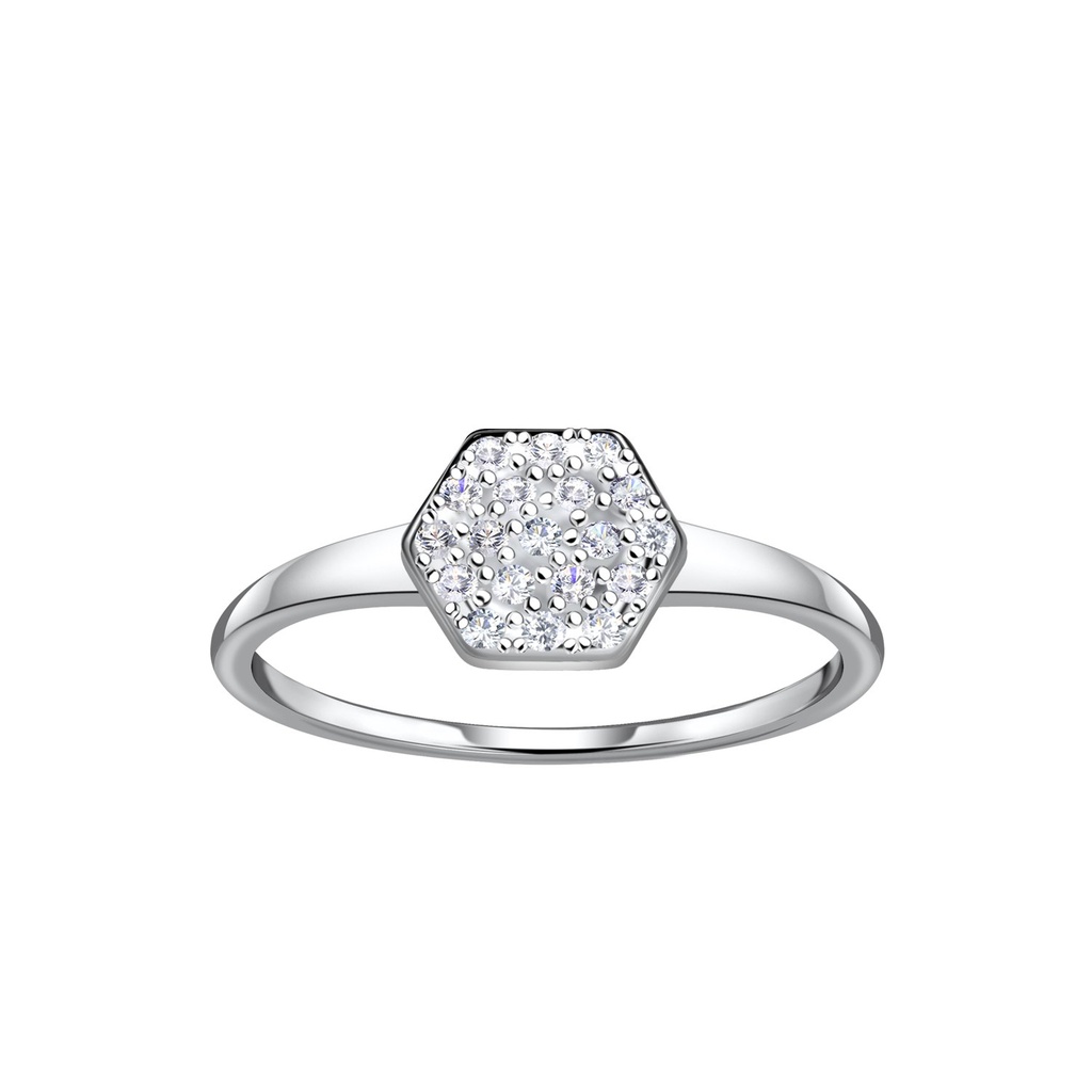 Bague hexagone en argent