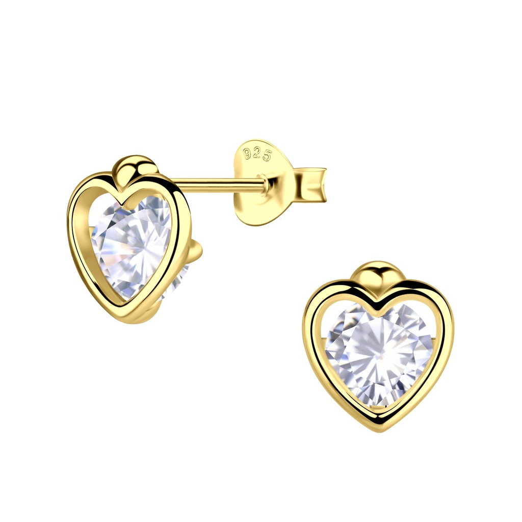 Puces d'oreilles cœur en argent