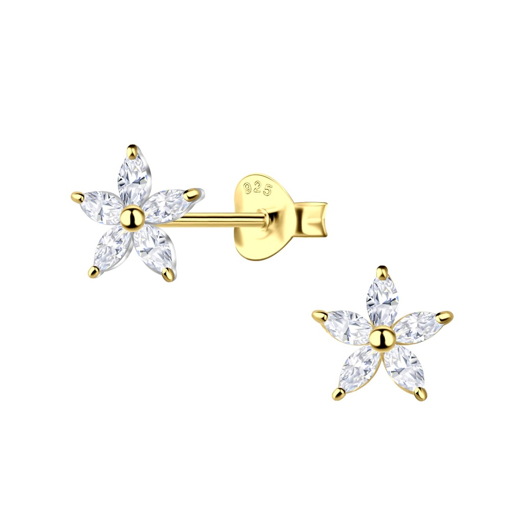 Puces d'oreilles fleur en argent