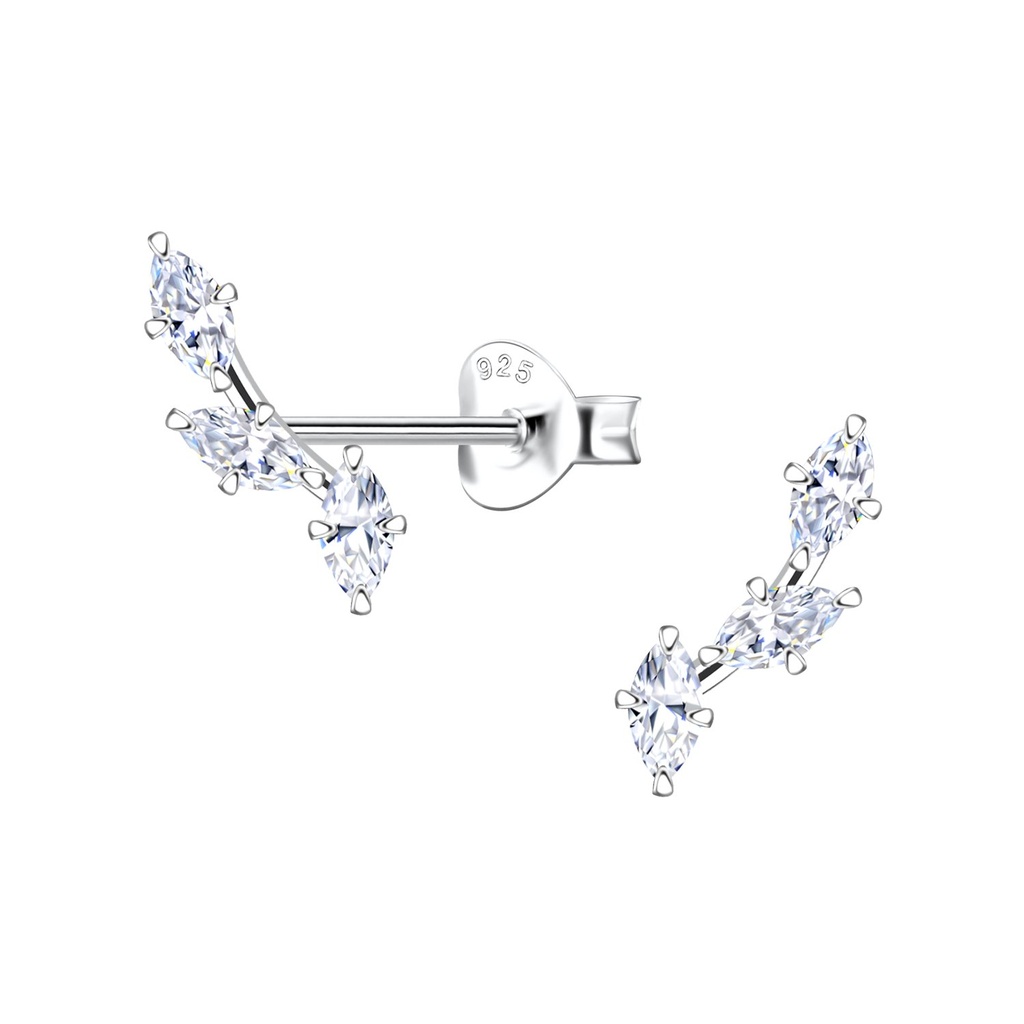 Silver Marquise Cubic Zirconia Stud Earrings