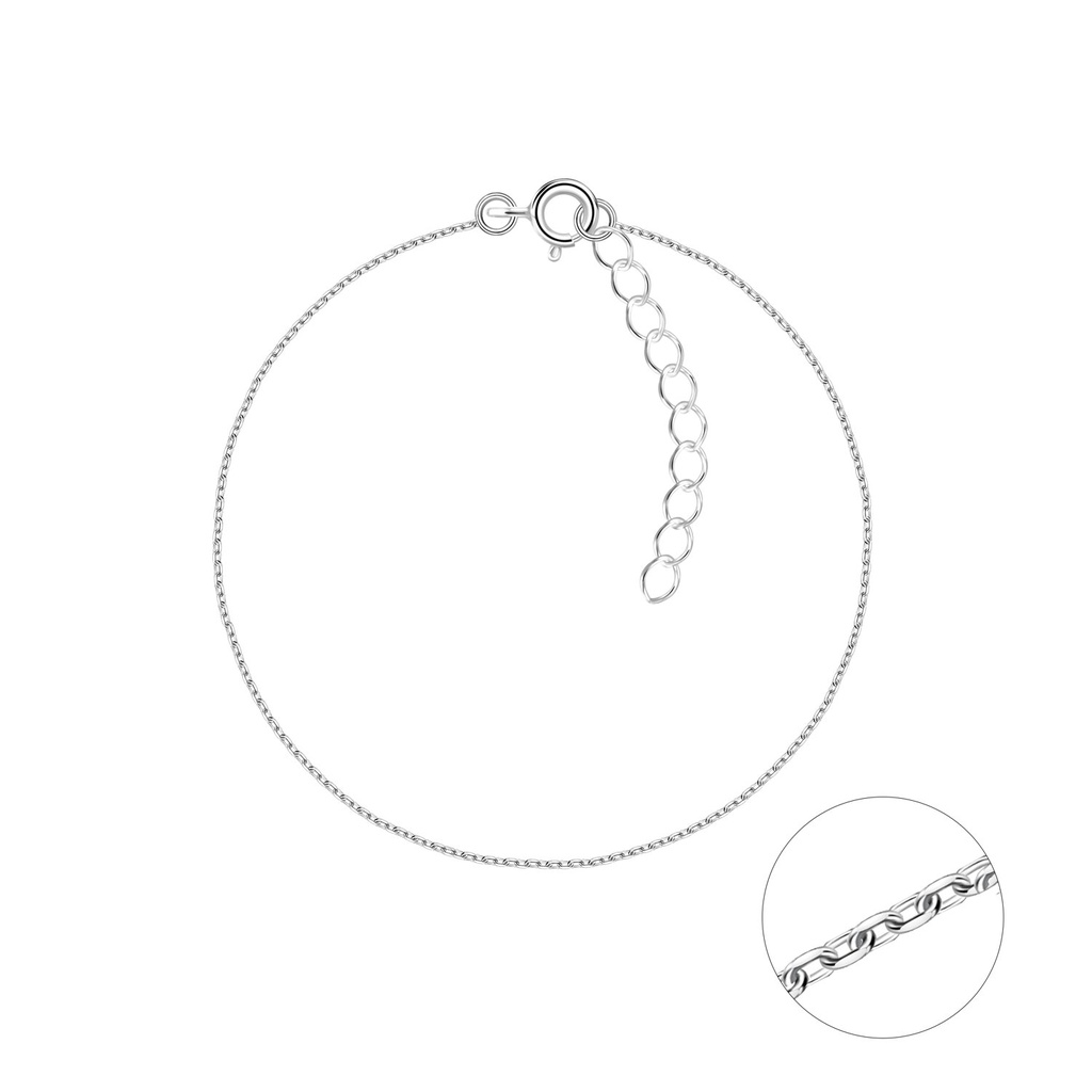 [10033205] 18cm Silver Diamond Cut Cable Bracelet