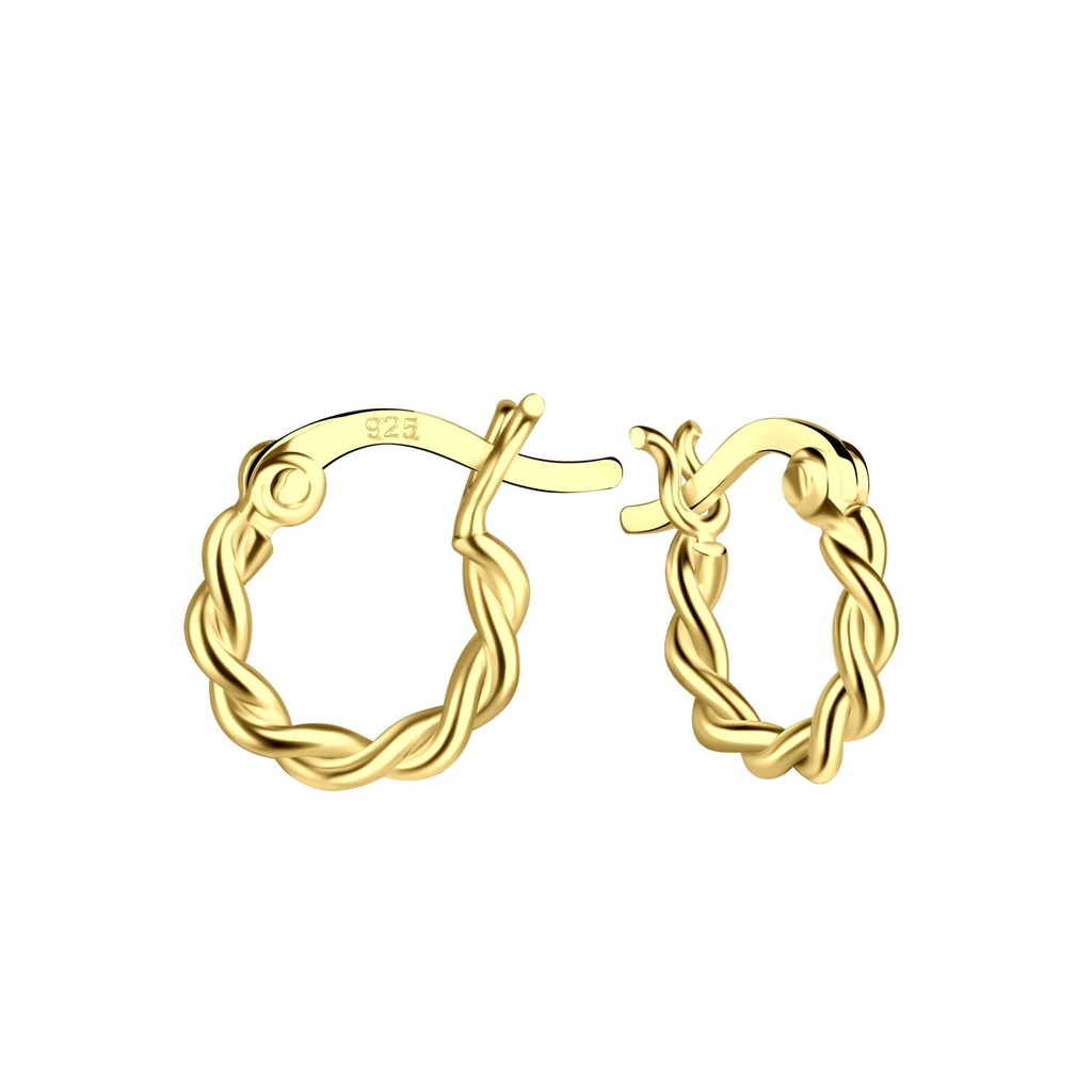 [10033438] 10mm Silver Twisted French Lock Hoop Earrings