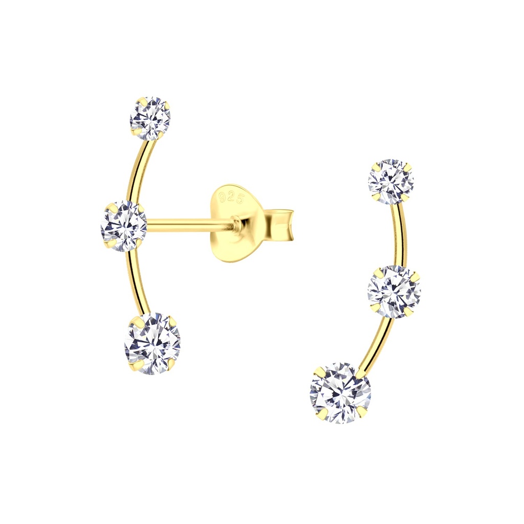 Silver Cubic Zirconia Line Stud Earrings