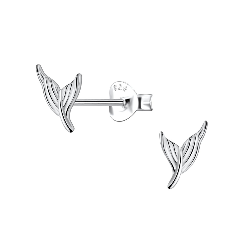 Silver Mermid Tail Stud Earrings