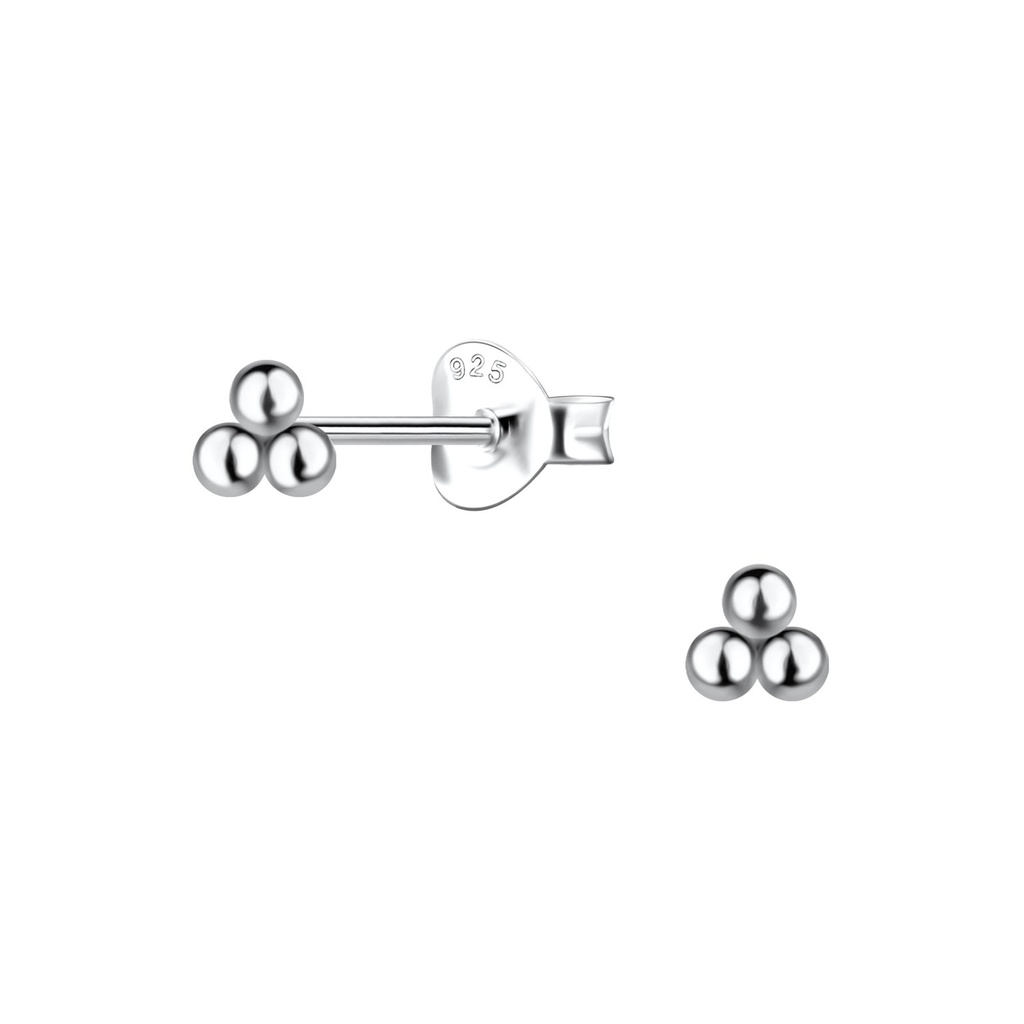 Puces d'oreilles boule triangle en argent