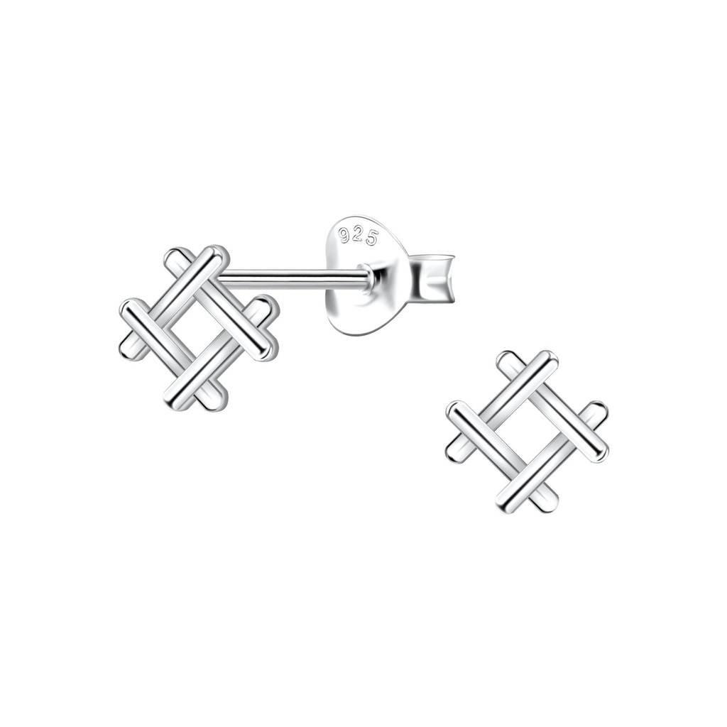 Puces d'oreilles carrées en argent