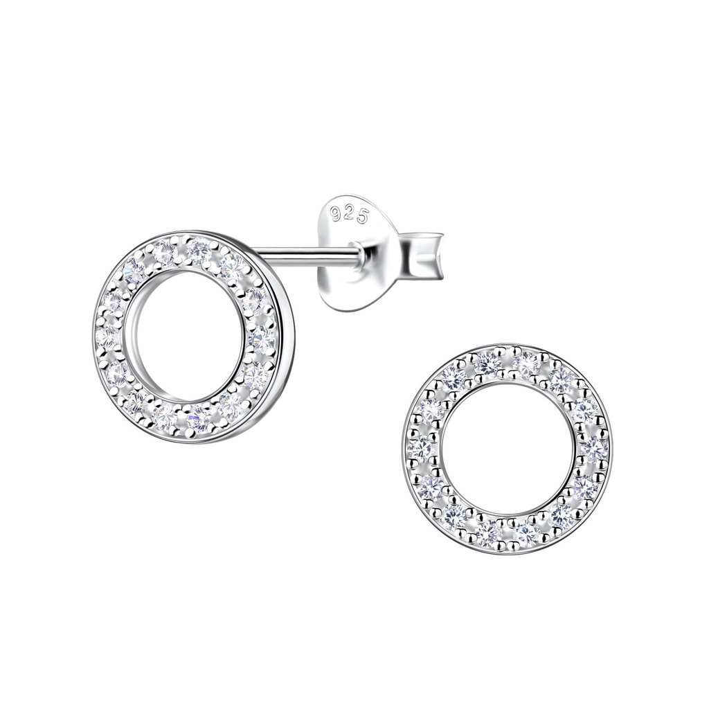 Silver Circle Stud Earrings