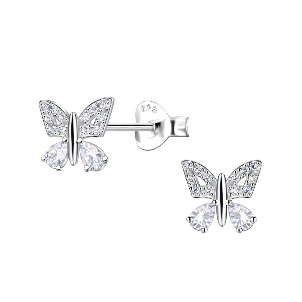 Puces d'oreilles papillon en argent