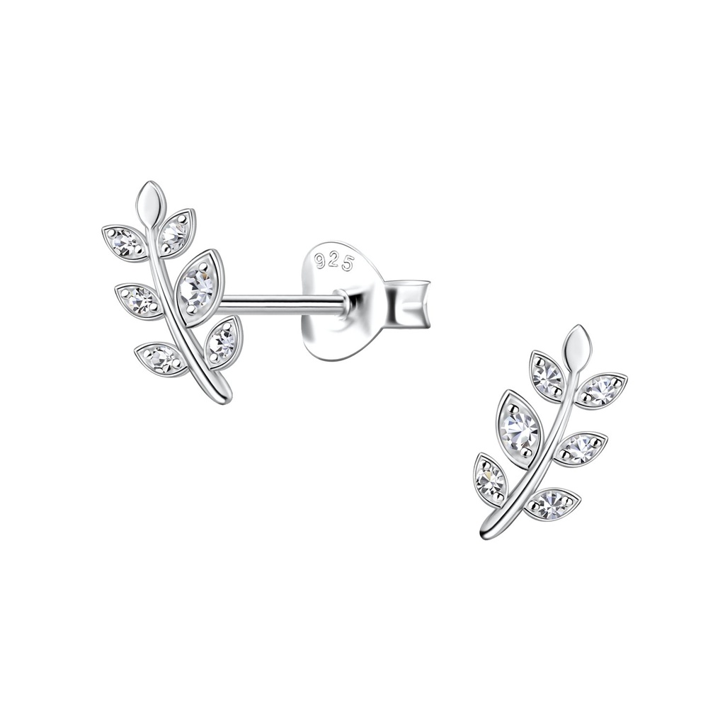 Silver Olive Leaf Stud Earrings