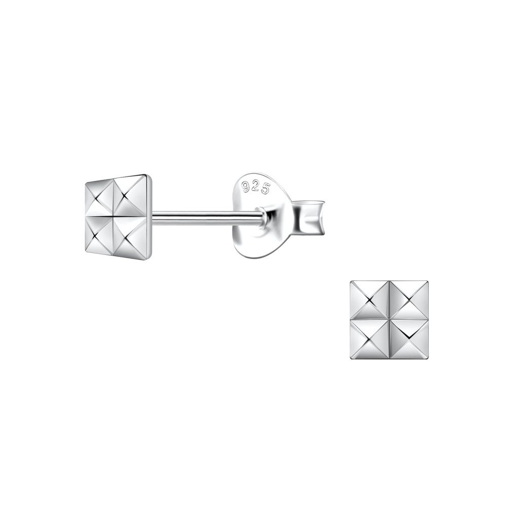 Puces d'oreilles carrées en argent