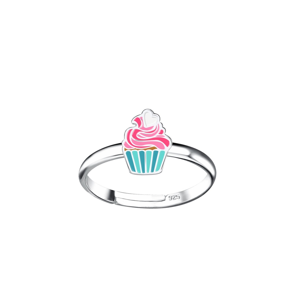 Bague réglable cupcake en argent